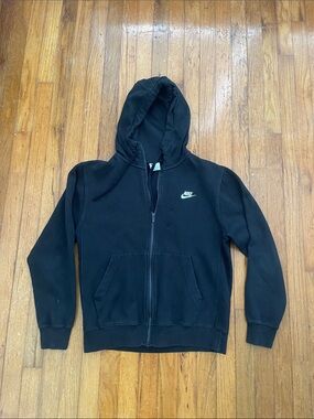 Nike Black Zip Hoodie with White Swoosh